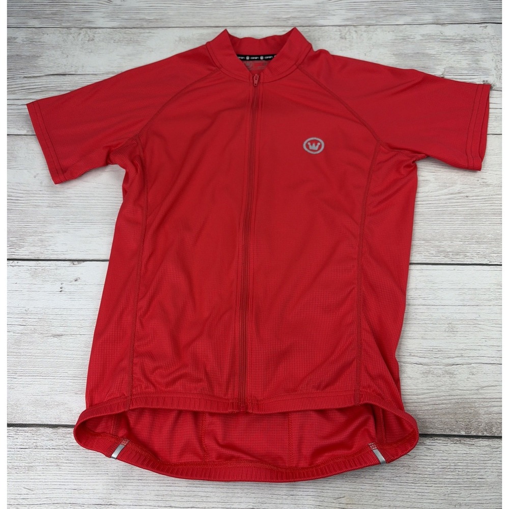 Canari Men's Small Cyclewear Cycling Jersey Red Back Pouches Reflective Full Zip